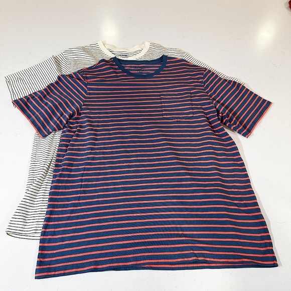 L.L. Bean Men T-Shirt Lot of 2 - Size Large - Striped - Picture 1 of 6